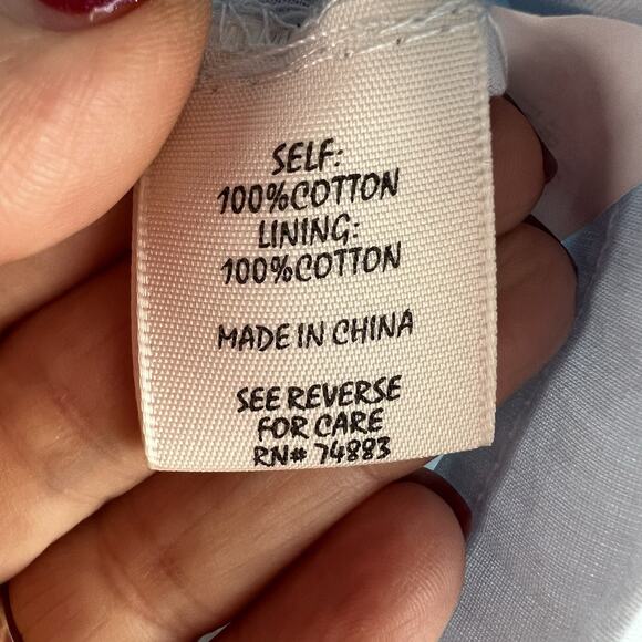 ADIVA Top S Eyelet Blouse Flutter Sleeve Boho Cotton Blue NWT - Picture 5 of 8